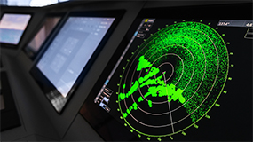 sonar screen on research vessel