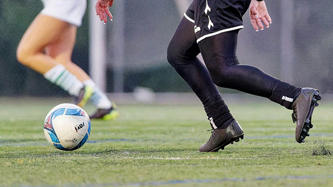 soccer ball and player