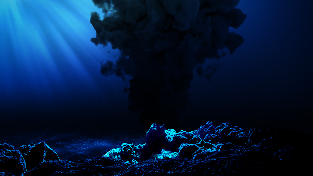 How do chimneys form at black smoker hydrothermal vents?