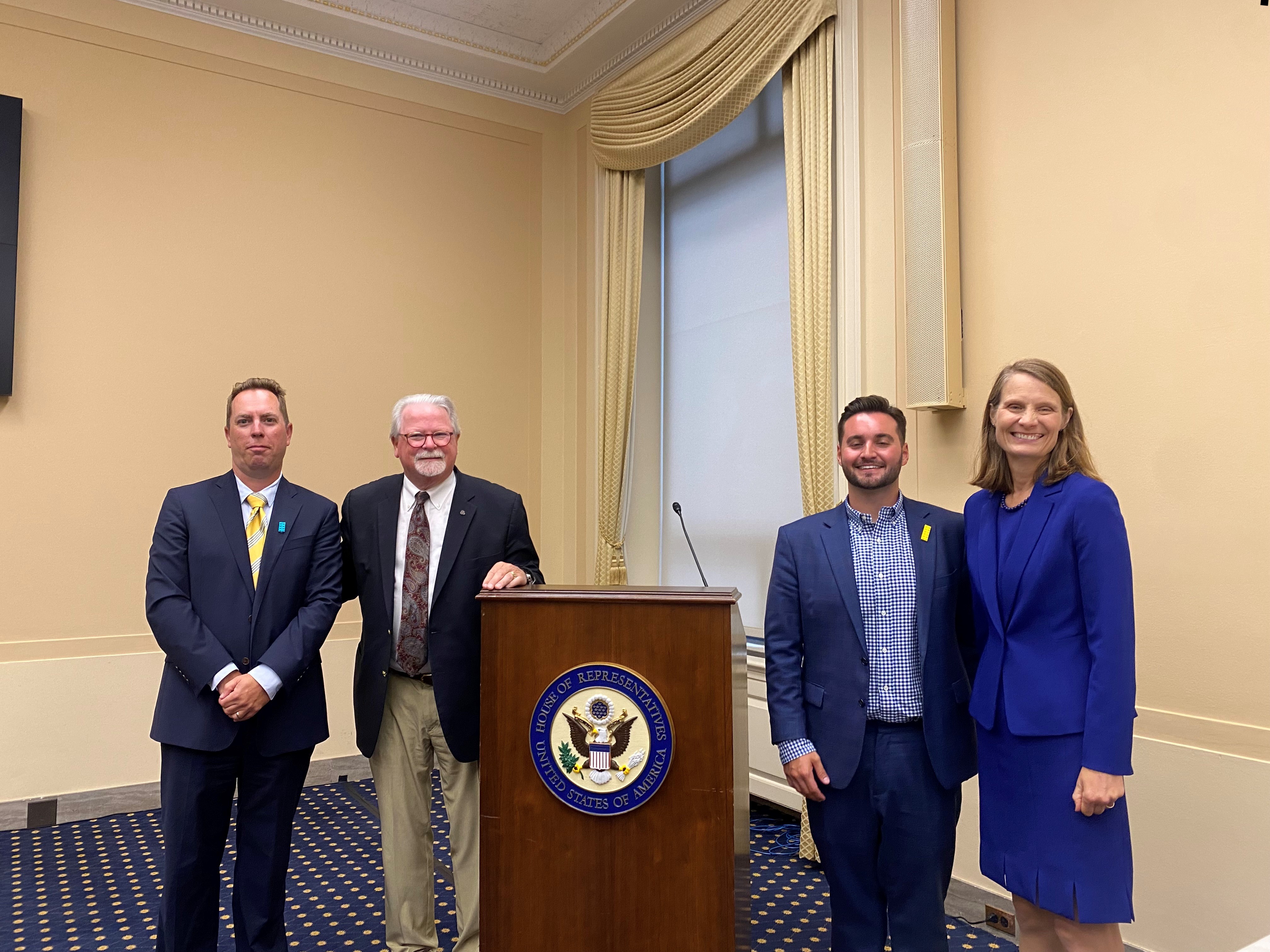 Picture, from left to right: James Brown, STEM Education Coalition; Peter McLaren, Next Gen Education; David Todisco, The LEGO Group; and Christine Cunningham, Museum of Science, Boston, at the September 25 Capitol Hill briefing on science education.